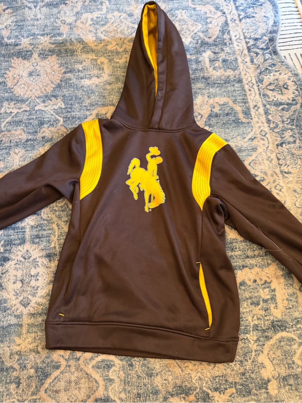 Wyoming cowboy Youth Hoodie Jacket with Contrast Yellow Accents